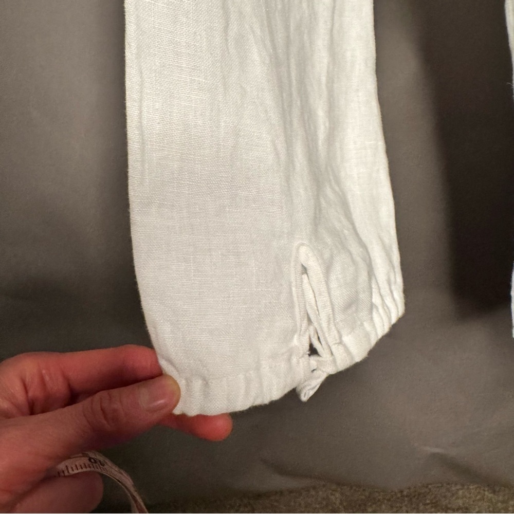 CULTIVER 100% Linen Cristi Long Sleeve Tunic Button Down Shirt w/ Belt White XS - Picture 11 of 15